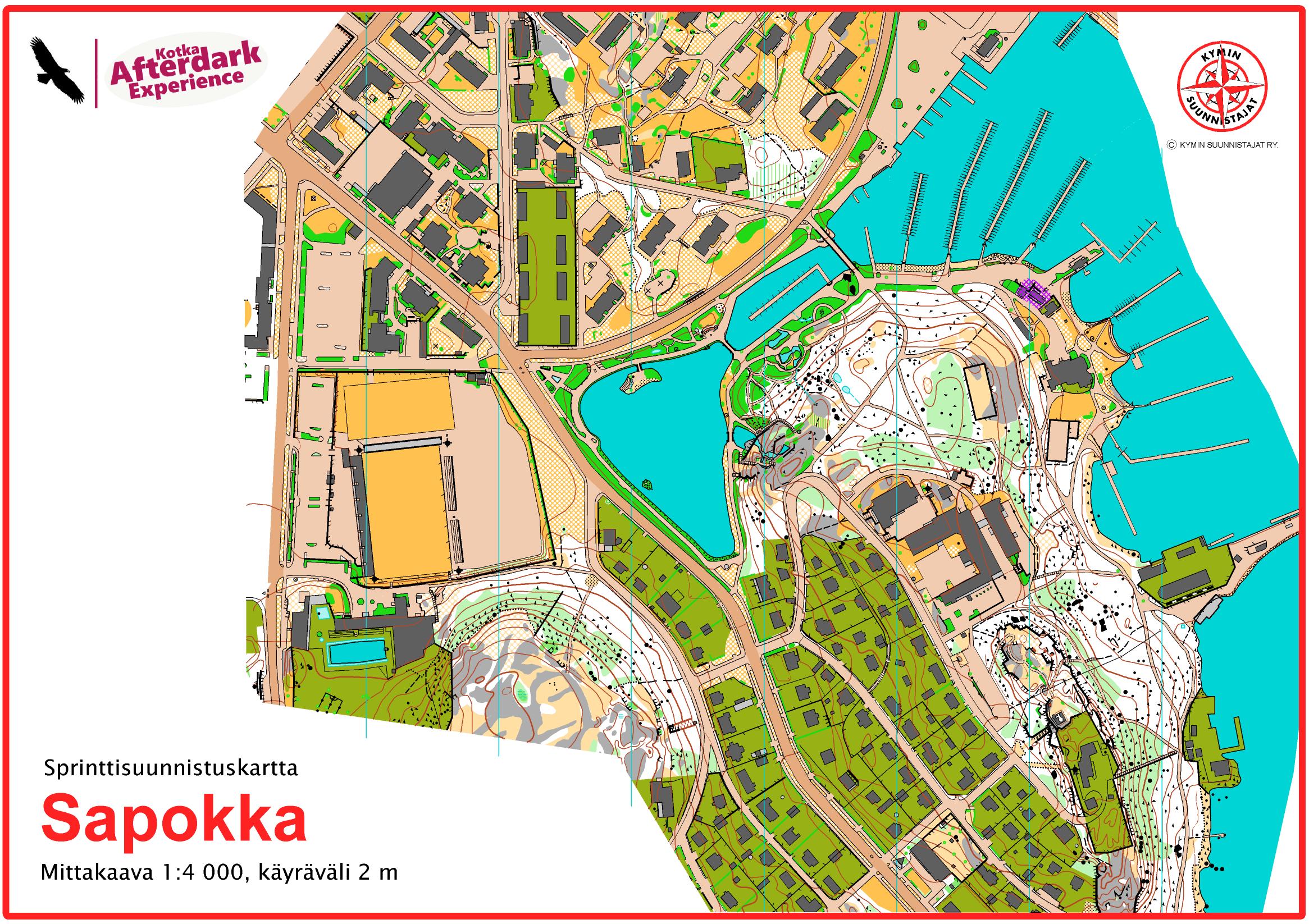 Kotka Afterdark Experience  Sapokka - November 4th 2021 -  Orienteering Map from Kymin Suunnistajat